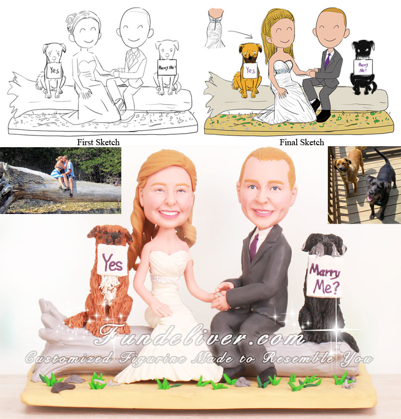Proposal on Log Wedding Cake Toppers